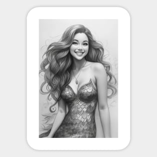 Black and White Mermaid Beauty Sticker